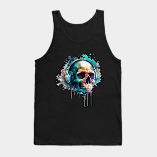 A skull wearing headphones. enjoy the life ! Tank Top